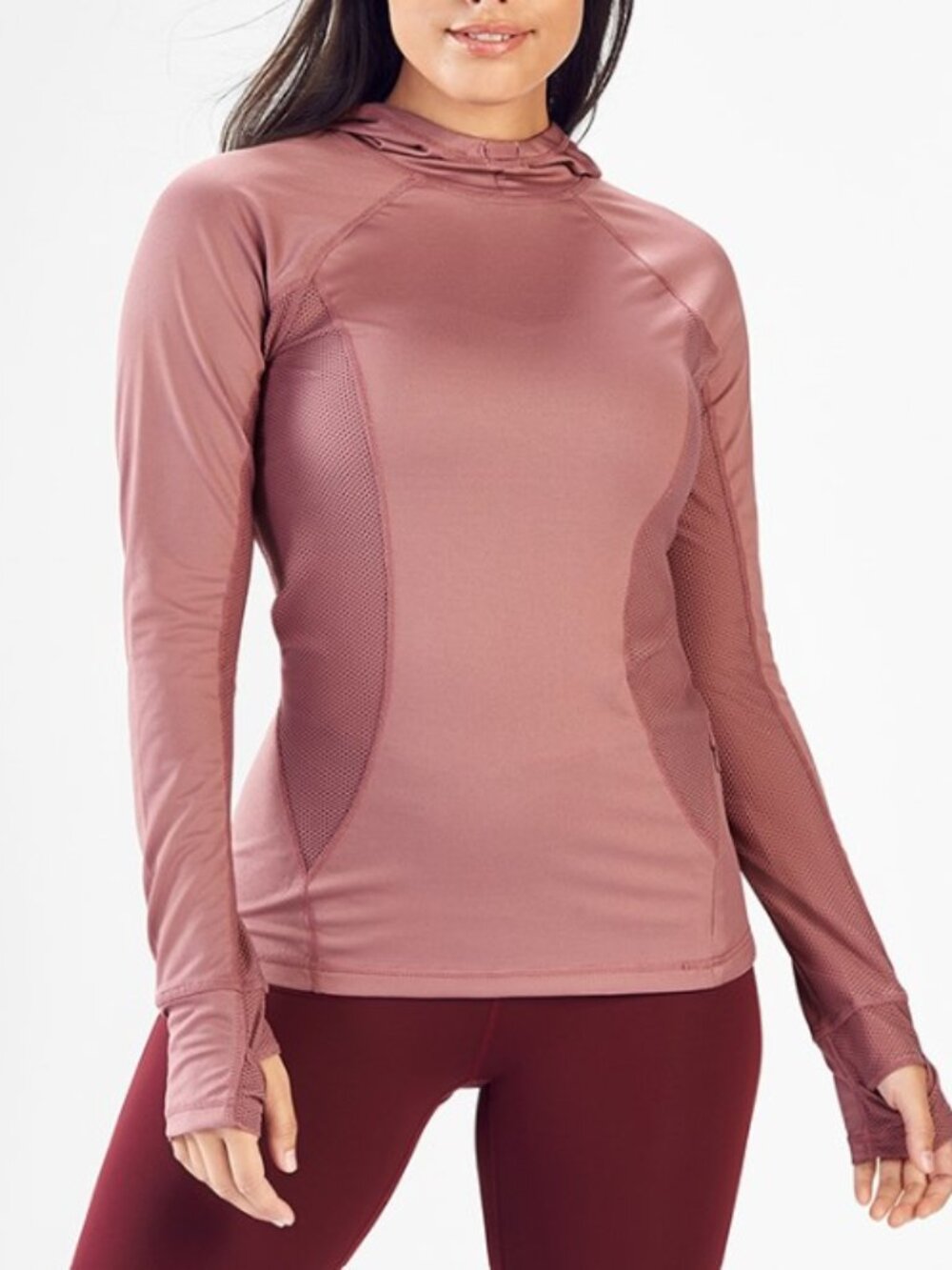 Fabletics Mauve Alecia Pullover Hoodie Long Sleeve Pink Pocket Yoga Pilates Sm